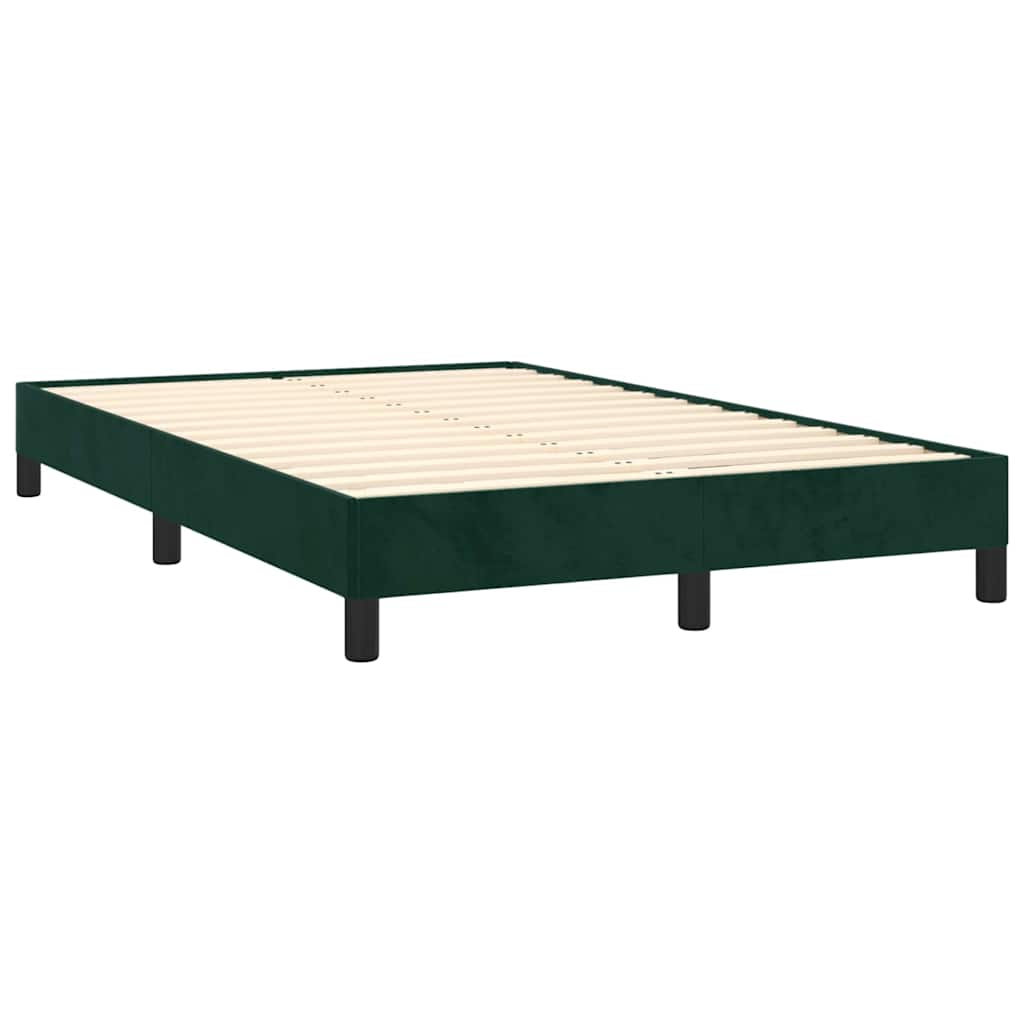 vidaXL Κρεβάτι Boxspring με Στρώμα & LED Σκ. Πράσινο 120x190εκ Βελούδο