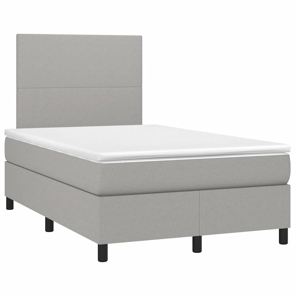 vidaXL Κρεβάτι Boxspring με Στρώμα & LED Αν.Γκρι 120x190εκ. Υφασμάτινο