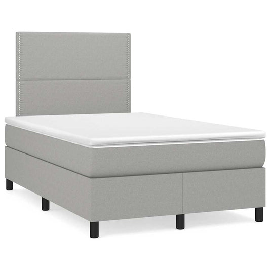 vidaXL Κρεβάτι Boxspring με Στρώμα & LED Αν.Γκρι 120x190εκ. Υφασμάτινο