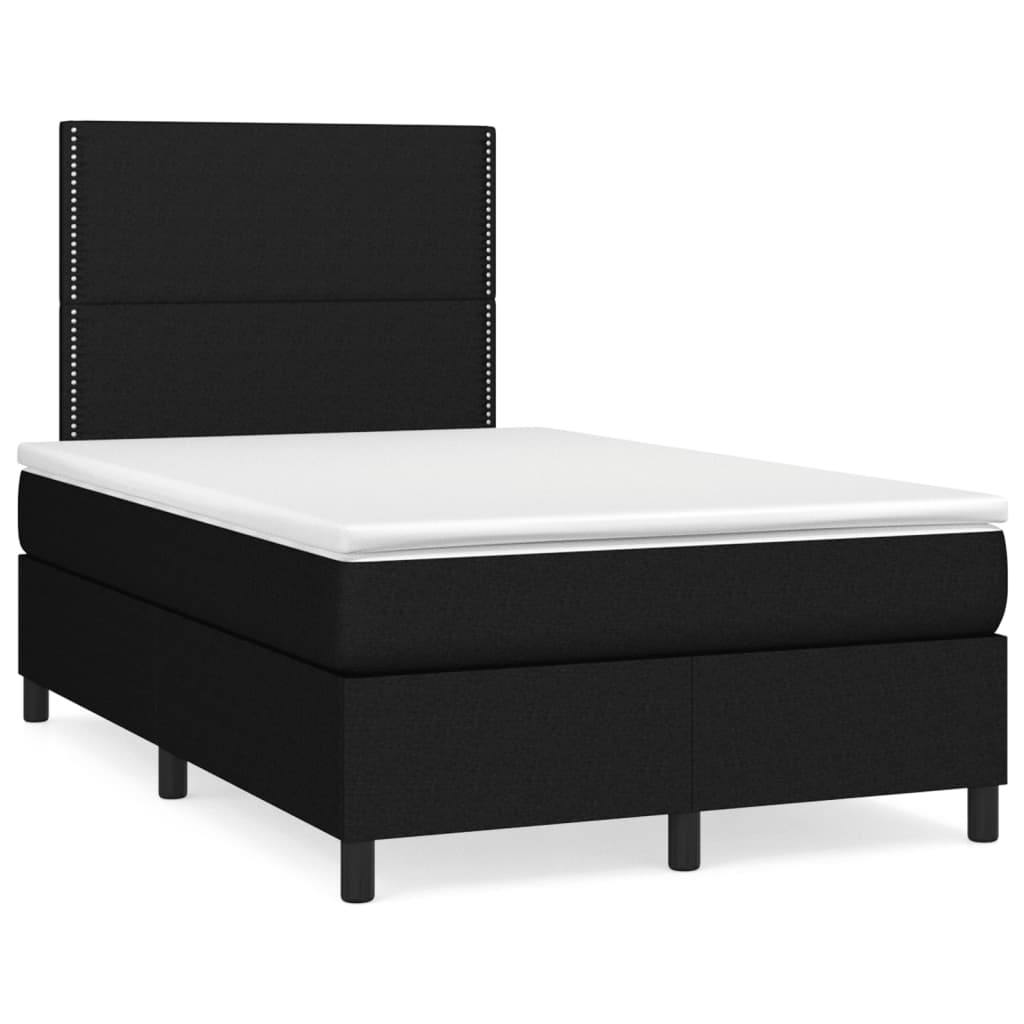 vidaXL Κρεβάτι Boxspring με Στρώμα & LED Μαύρο 120x190 εκ. Υφασμάτινο