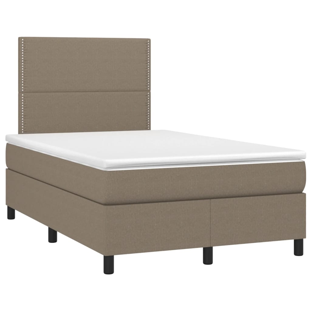 vidaXL Κρεβάτι Boxspring με Στρώμα & LED Taupe 120x190 εκ. Υφασμάτινο
