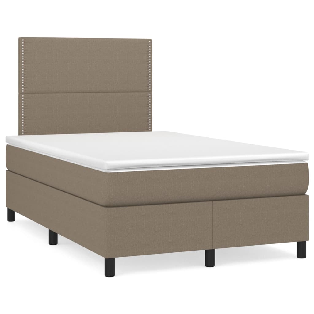 vidaXL Κρεβάτι Boxspring με Στρώμα & LED Taupe 120x190 εκ. Υφασμάτινο