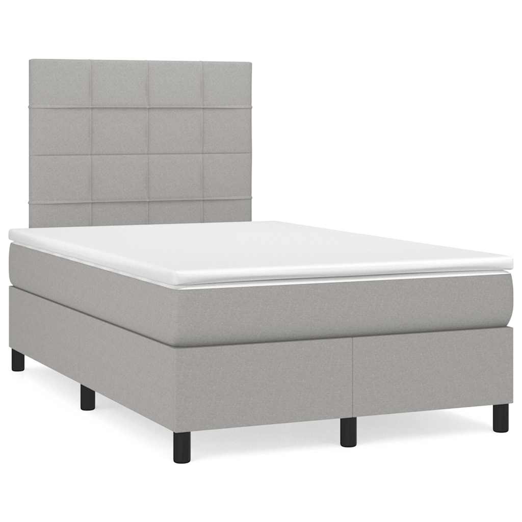 vidaXL Κρεβάτι Boxspring με Στρώμα & LED Αν.Γκρι 120x190εκ. Υφασμάτινο
