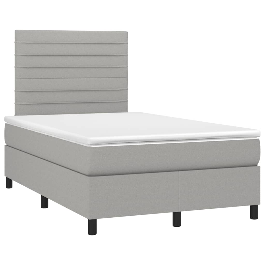 vidaXL Κρεβάτι Boxspring με Στρώμα & LED Αν.Γκρι 120x190εκ. Υφασμάτινο