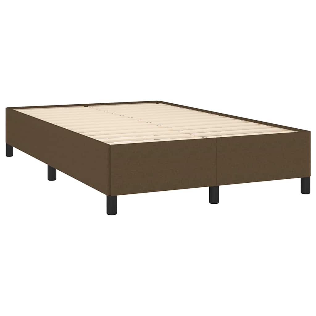 vidaXL Κρεβάτι Boxspring με Στρώμα & LED Σκ.Καφέ 120x190εκ. Υφασμάτινο