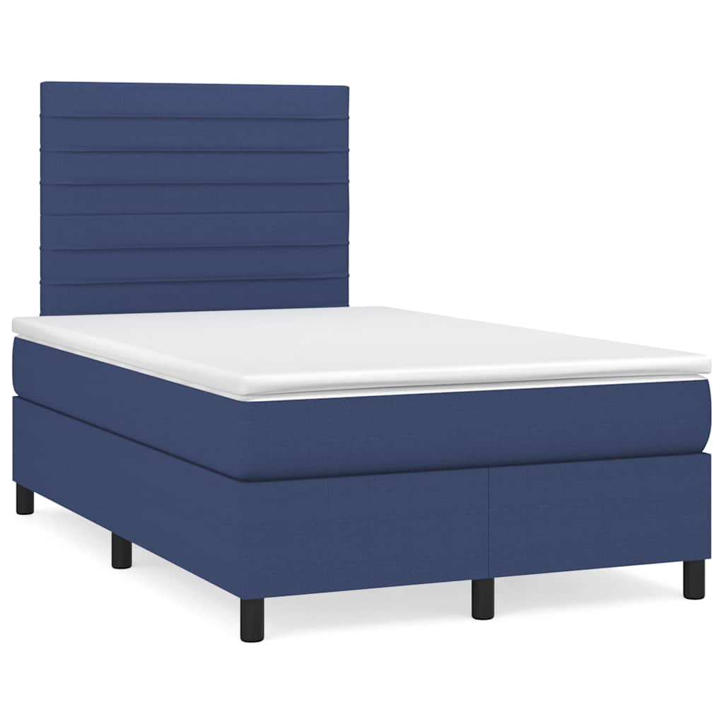 vidaXL Κρεβάτι Boxspring με Στρώμα & LED Μπλε 120x190εκ. Υφασμάτινο