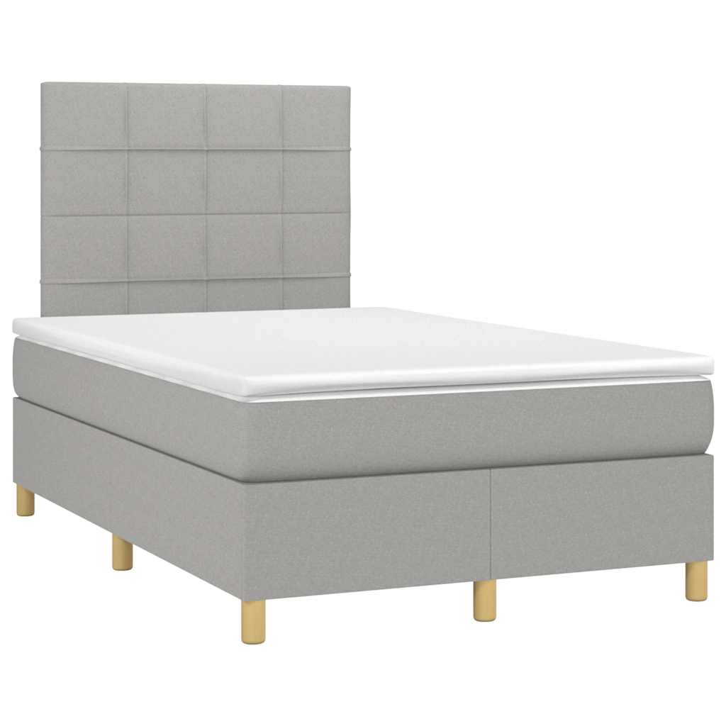 vidaXL Κρεβάτι Boxspring με Στρώμα & LED Αν.Γκρι 120x190εκ. Υφασμάτινο