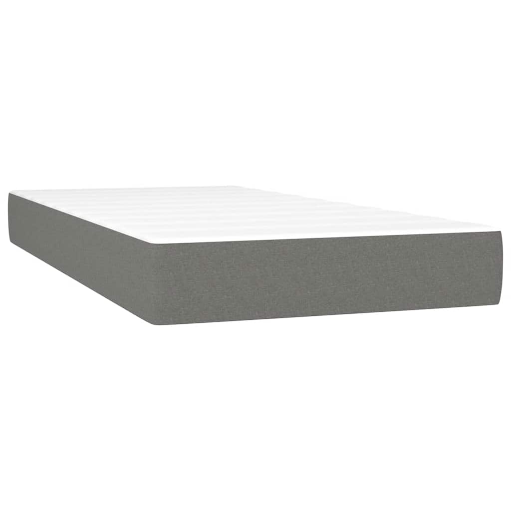 vidaXL Κρεβάτι Boxspring με Στρώμα & LED Σκ.Γκρι 120x190εκ. Υφασμάτινο