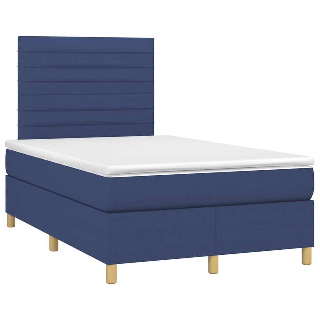 vidaXL Κρεβάτι Boxspring με Στρώμα & LED Μπλε 120x190εκ. Υφασμάτινο