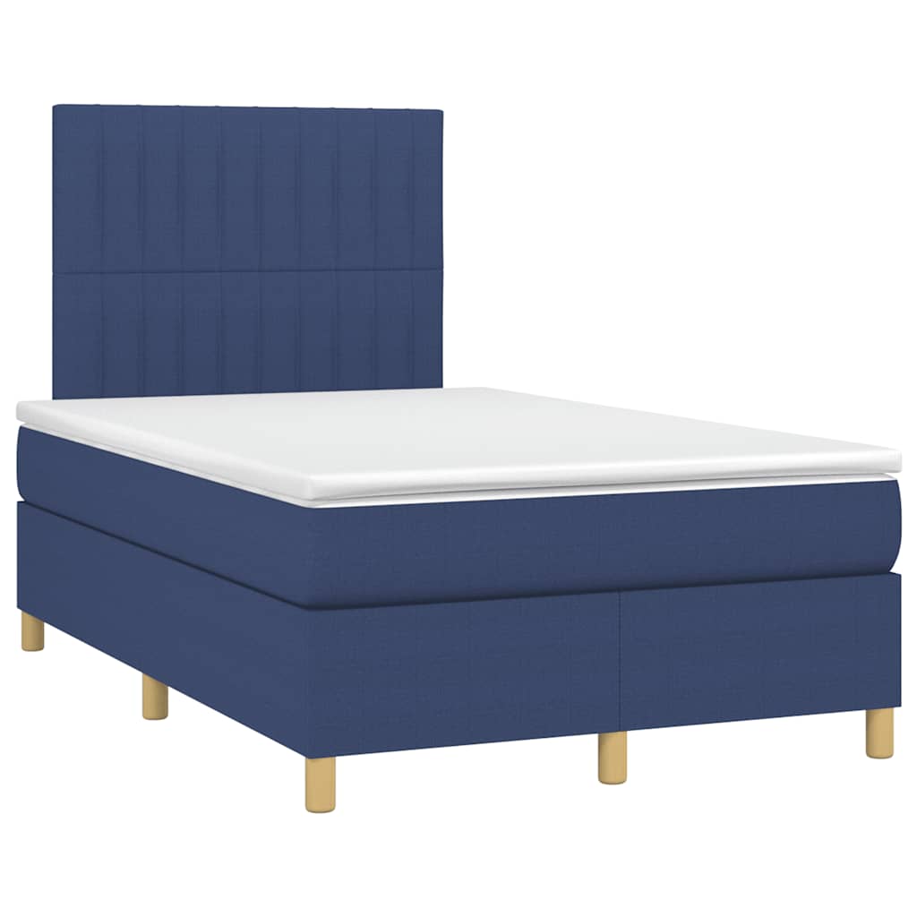 vidaXL Κρεβάτι Boxspring με Στρώμα & LED Μπλε 120x190εκ. Υφασμάτινο