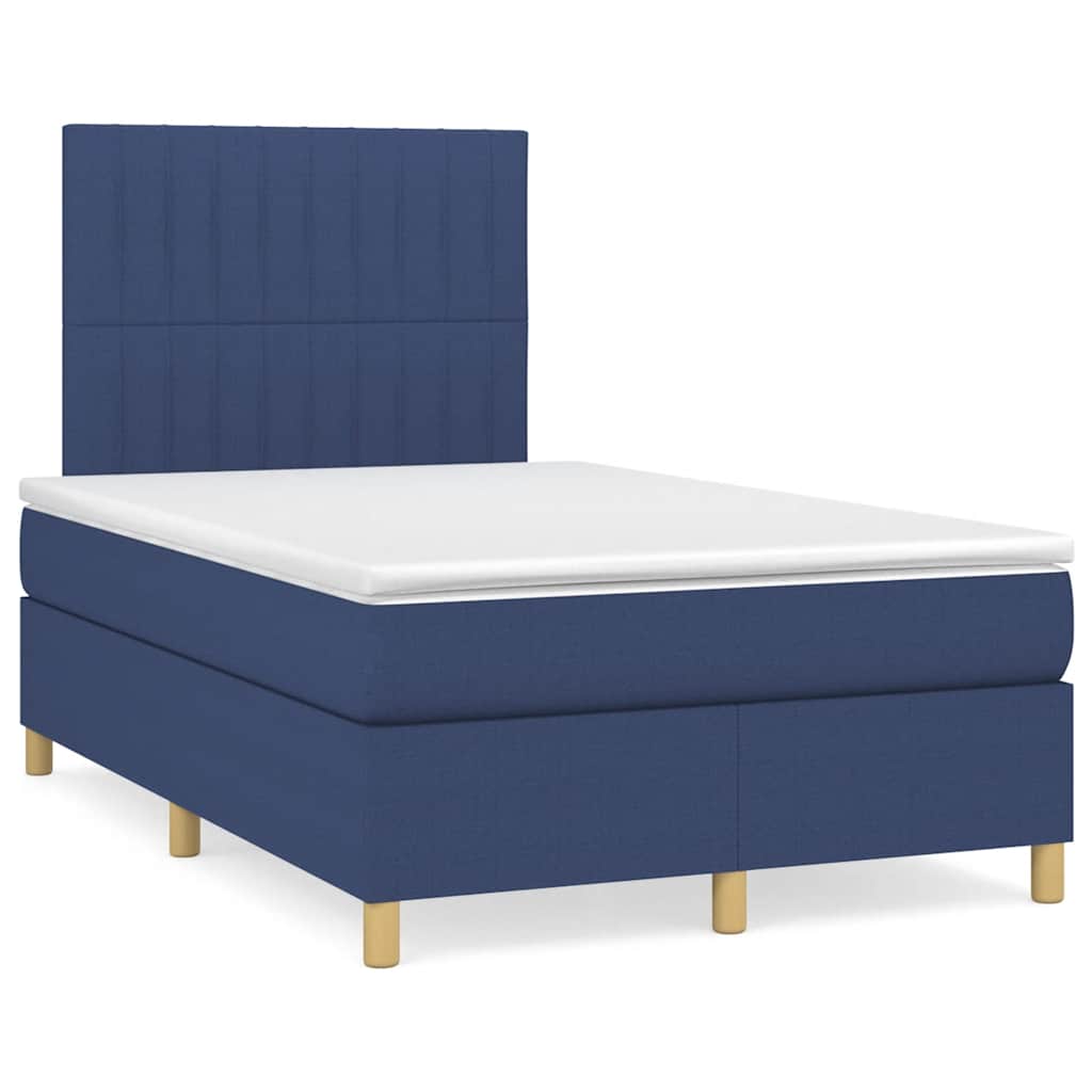 vidaXL Κρεβάτι Boxspring με Στρώμα & LED Μπλε 120x190εκ. Υφασμάτινο