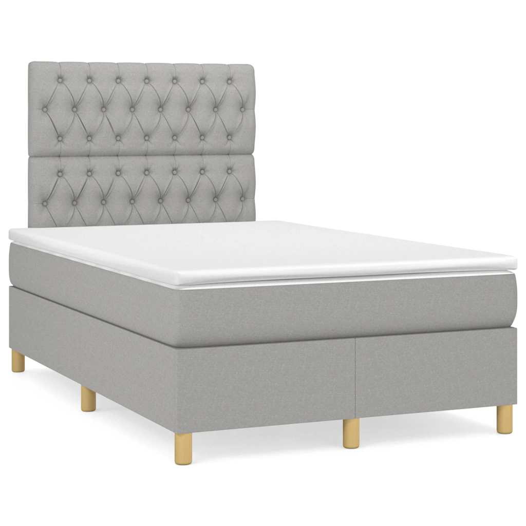 vidaXL Κρεβάτι Boxspring με Στρώμα & LED Αν.Γκρι 120x190εκ. Υφασμάτινο