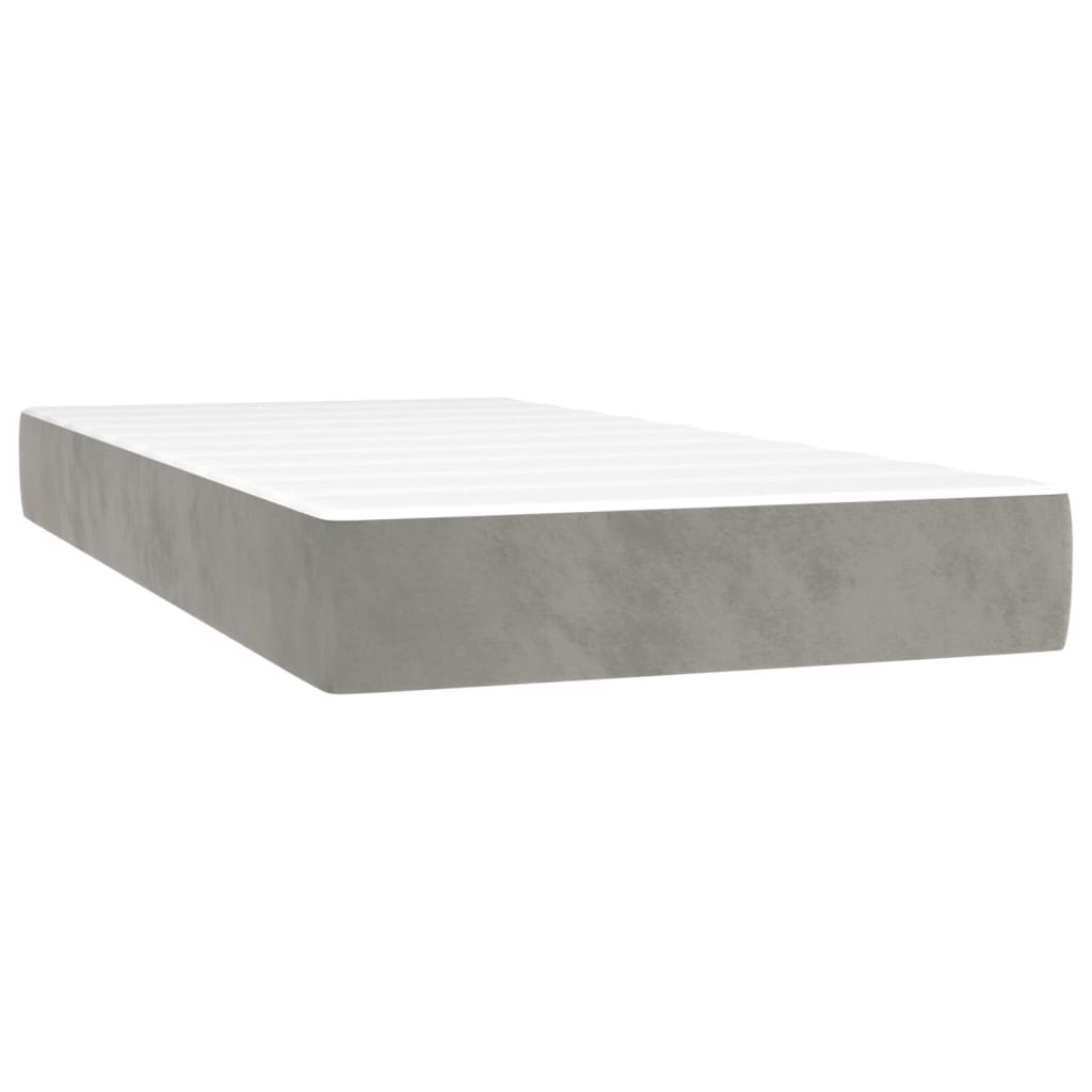 vidaXL Κρεβάτι Boxspring με Στρώμα & LED Αν.Γκρι 120x190εκ. Βελούδινο