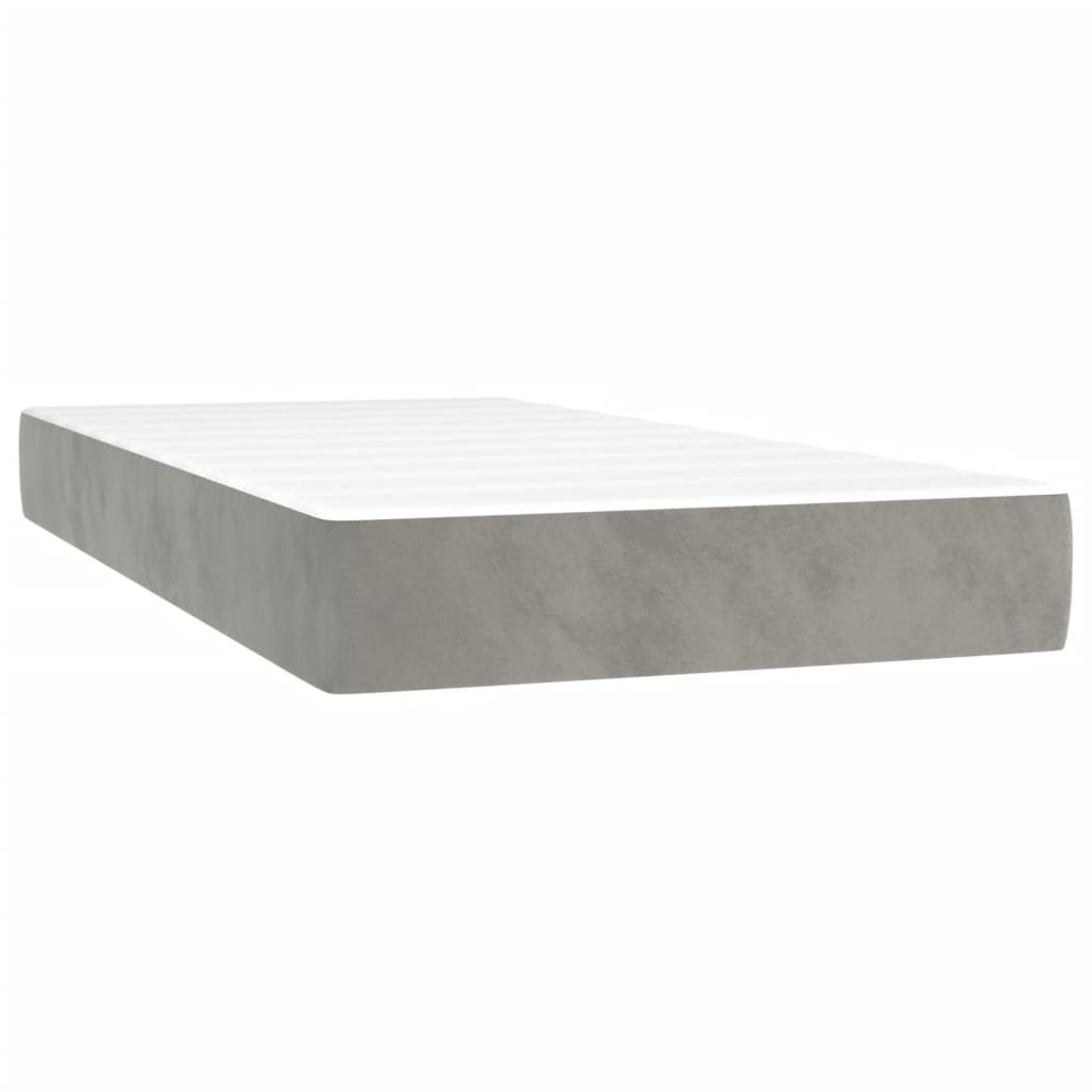 vidaXL Κρεβάτι Boxspring με Στρώμα & LED Αν.Γκρι 120x190εκ. Βελούδινο