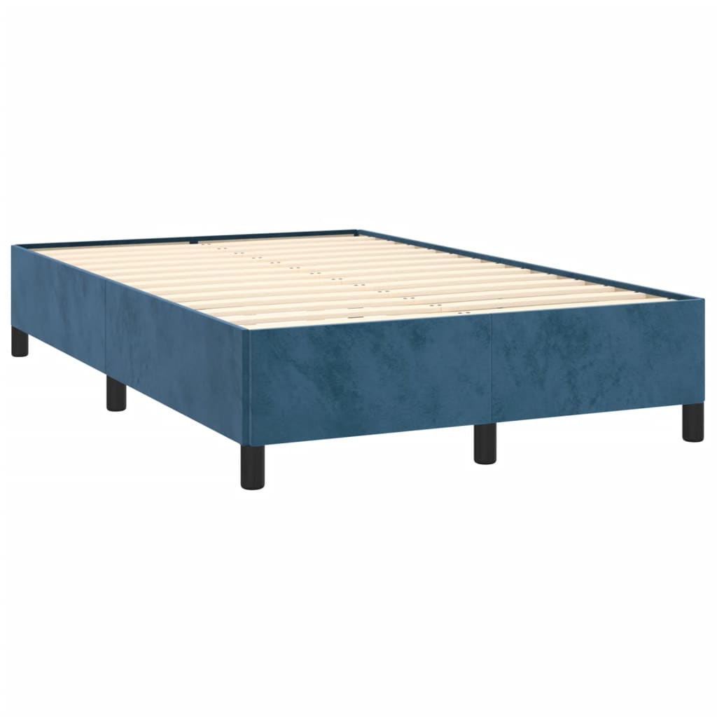 vidaXL Κρεβάτι Boxspring με Στρώμα & LED Σκ. Μπλε 120x190εκ. Βελούδινο