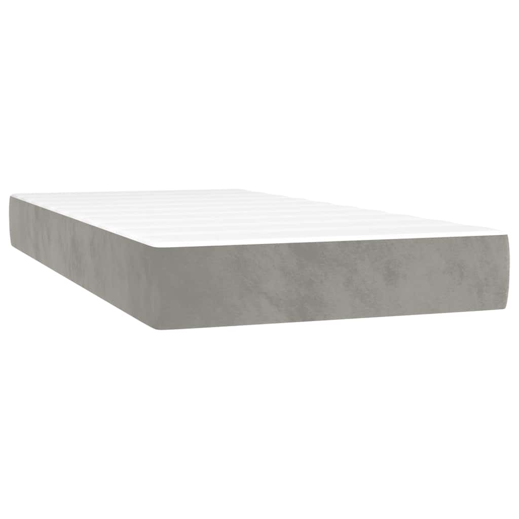 vidaXL Κρεβάτι Boxspring με Στρώμα & LED Αν.Γκρι 120x190εκ. Βελούδινο