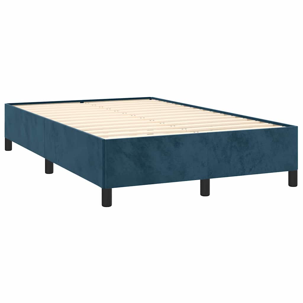 vidaXL Κρεβάτι Boxspring με Στρώμα & LED Σκ. Μπλε 120x190εκ. Βελούδινο