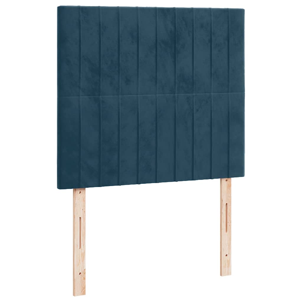 vidaXL Κρεβάτι Boxspring με Στρώμα & LED Σκ. Μπλε 120x190εκ. Βελούδινο