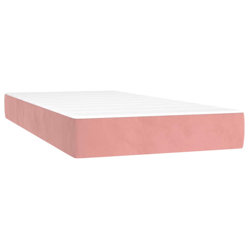 vidaXL Κρεβάτι Boxspring με Στρώμα & LED Ροζ 120x190 εκ. Βελούδινο