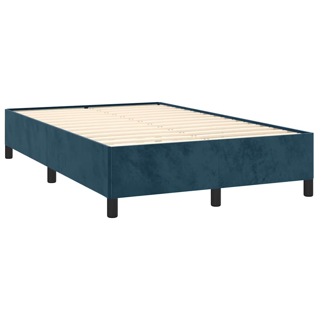 vidaXL Κρεβάτι Boxspring με Στρώμα & LED Σκ. Μπλε 120x190εκ. Βελούδινο