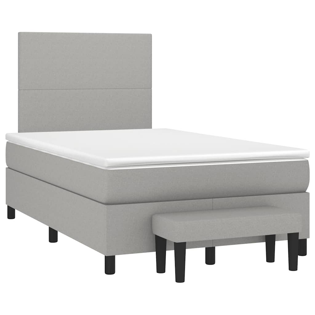 vidaXL Κρεβάτι Boxspring με Στρώμα Ανοιχτό Γκρι 120x190 εκ. Υφασμάτινο