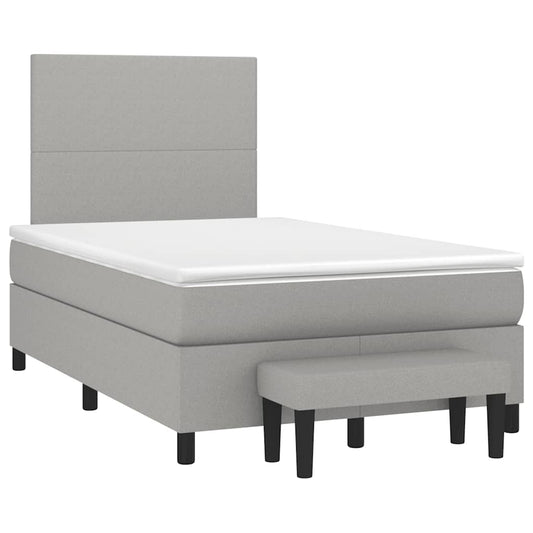 vidaXL Κρεβάτι Boxspring με Στρώμα Ανοιχτό Γκρι 120x190 εκ. Υφασμάτινο