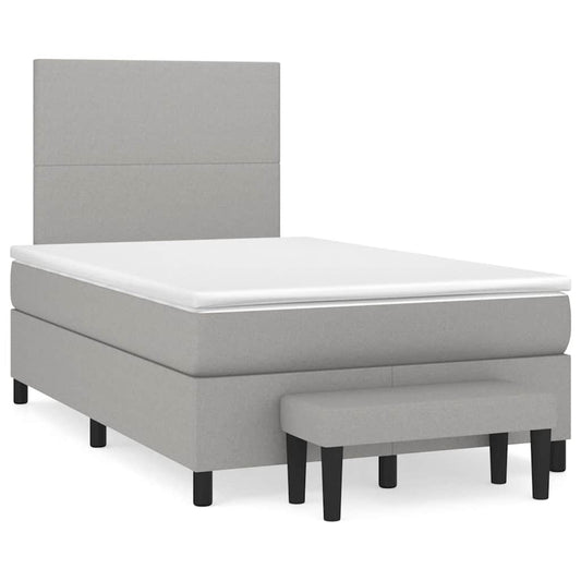 vidaXL Κρεβάτι Boxspring με Στρώμα Ανοιχτό Γκρι 120x190 εκ. Υφασμάτινο
