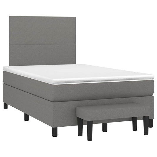 vidaXL Κρεβάτι Boxspring με Στρώμα Σκούρο Καφέ 120x190 εκ Υφασμάτινο