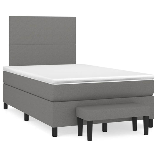 vidaXL Κρεβάτι Boxspring με Στρώμα Σκούρο Καφέ 120x190 εκ Υφασμάτινο