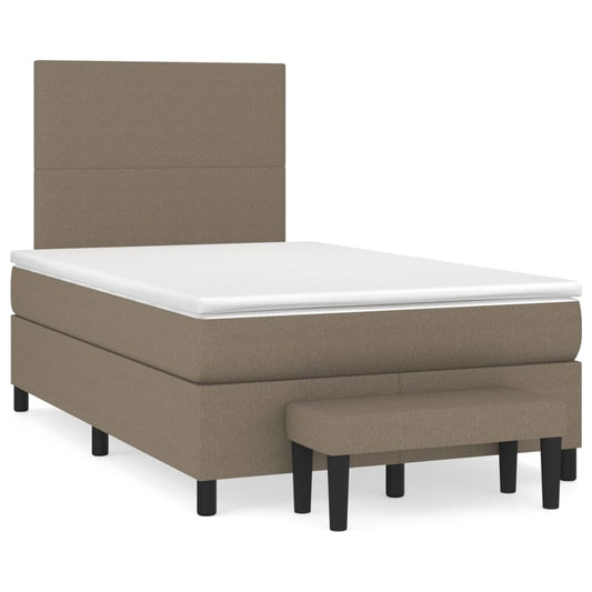 vidaXL Κρεβάτι Boxspring με Στρώμα Taupe 120x190 εκ. Υφασμάτινο