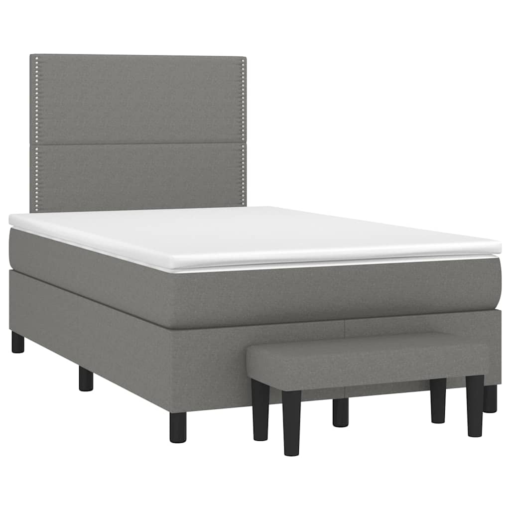 vidaXL Κρεβάτι Boxspring με Στρώμα Σκούρο Γκρι 120x190 εκ Υφασμάτινο