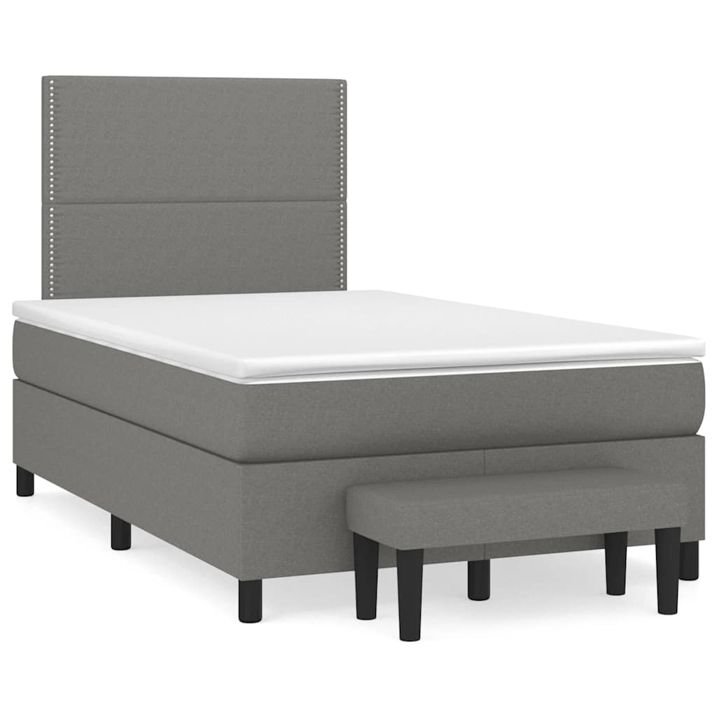 vidaXL Κρεβάτι Boxspring με Στρώμα Σκούρο Γκρι 120x190 εκ Υφασμάτινο