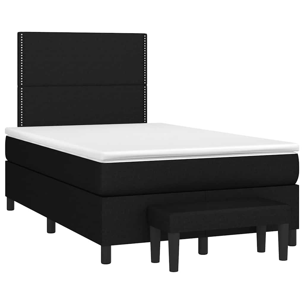 vidaXL Κρεβάτι Boxspring με Στρώμα Μαύρο 120x190 εκ. Υφασμάτινο