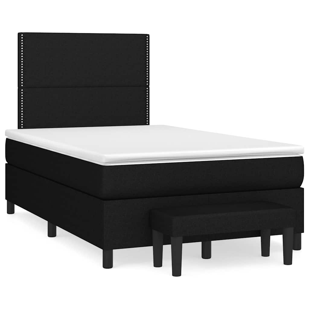 vidaXL Κρεβάτι Boxspring με Στρώμα Μαύρο 120x190 εκ. Υφασμάτινο