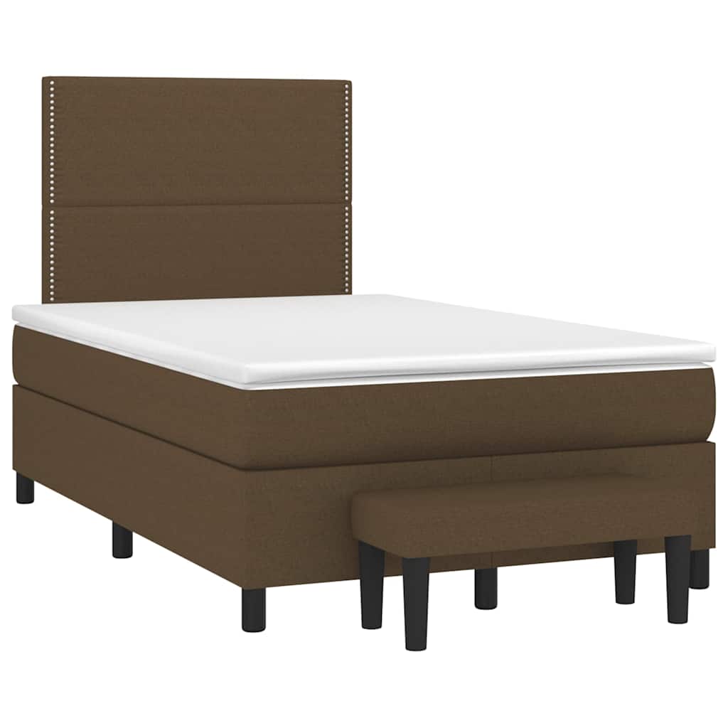vidaXL Κρεβάτι Boxspring με Στρώμα Σκούρο Καφέ 120x190 εκ Υφασμάτινο