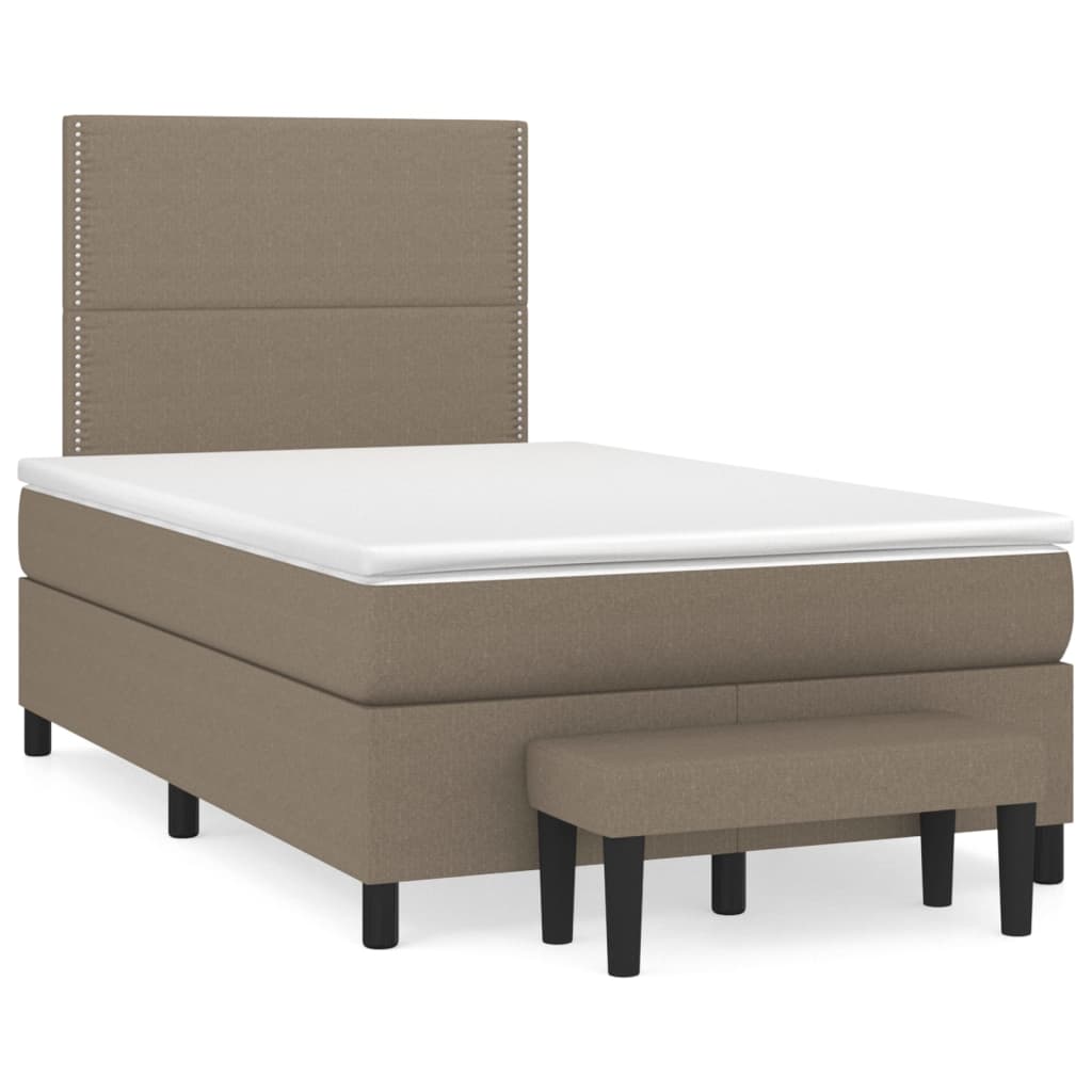 vidaXL Κρεβάτι Boxspring με Στρώμα Taupe 120x190 εκ. Υφασμάτινο