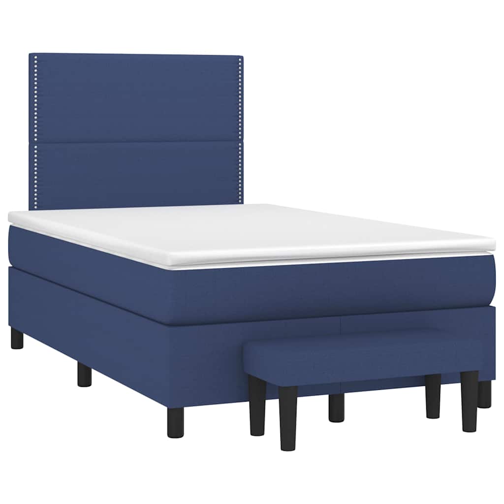 vidaXL Κρεβάτι Boxspring με Στρώμα Μπλε 120x190 εκ. Υφασμάτινο