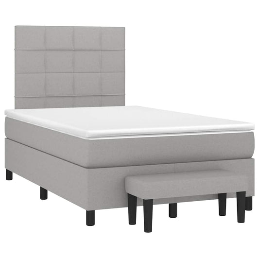 vidaXL Κρεβάτι Boxspring με Στρώμα Ανοιχτό Γκρι 120x190 εκ. Υφασμάτινο