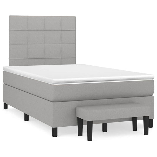 vidaXL Κρεβάτι Boxspring με Στρώμα Ανοιχτό Γκρι 120x190 εκ. Υφασμάτινο