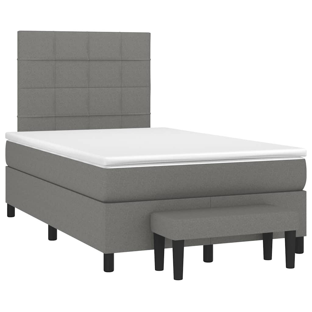 vidaXL Κρεβάτι Boxspring με Στρώμα Σκούρο Γκρι 120x190 εκ Υφασμάτινο