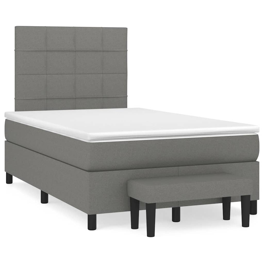 vidaXL Κρεβάτι Boxspring με Στρώμα Σκούρο Γκρι 120x190 εκ Υφασμάτινο