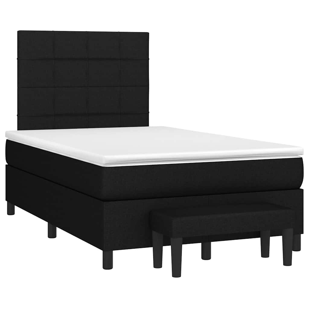 vidaXL Κρεβάτι Boxspring με Στρώμα Μαύρο 120x190 εκ. Υφασμάτινο