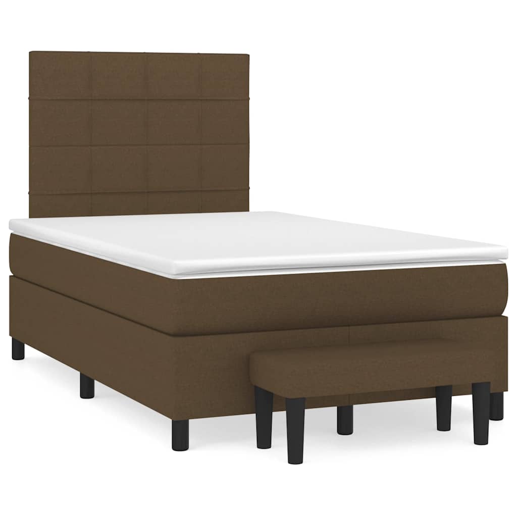 vidaXL Κρεβάτι Boxspring με Στρώμα Σκούρο Καφέ 120x190 εκ Υφασμάτινο