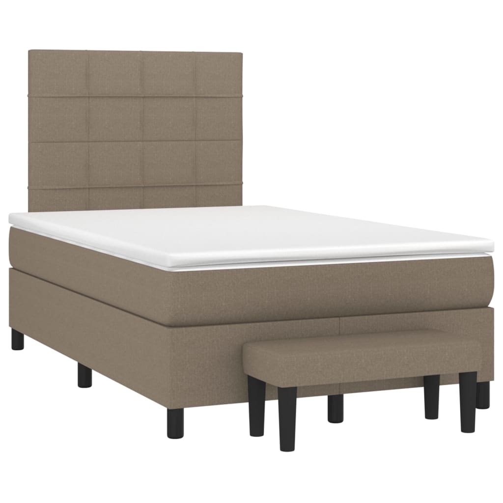 vidaXL Κρεβάτι Boxspring με Στρώμα Taupe 120x190 εκ. Υφασμάτινο