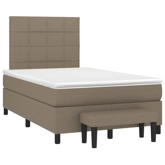 vidaXL Κρεβάτι Boxspring με Στρώμα Taupe 120x190 εκ. Υφασμάτινο