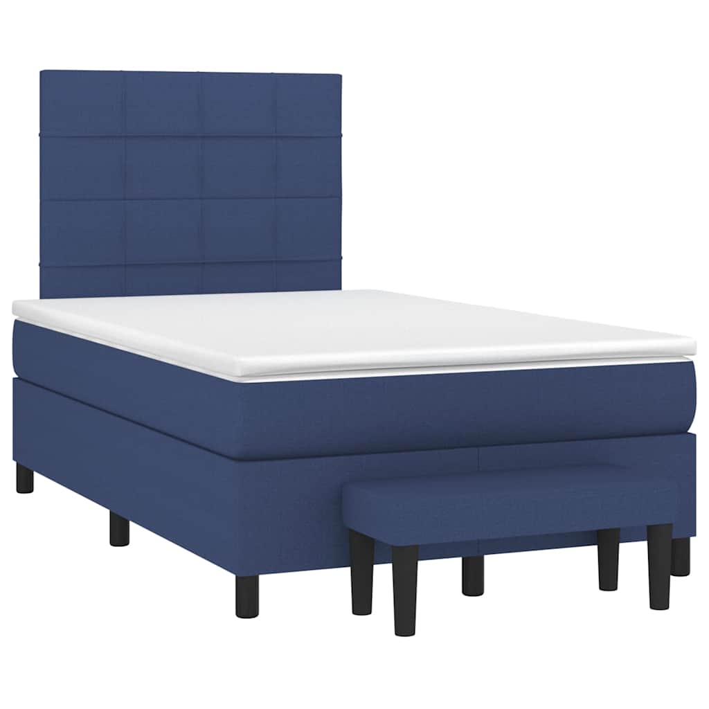 vidaXL Κρεβάτι Boxspring με Στρώμα Μπλε 120x190 εκ. Υφασμάτινο