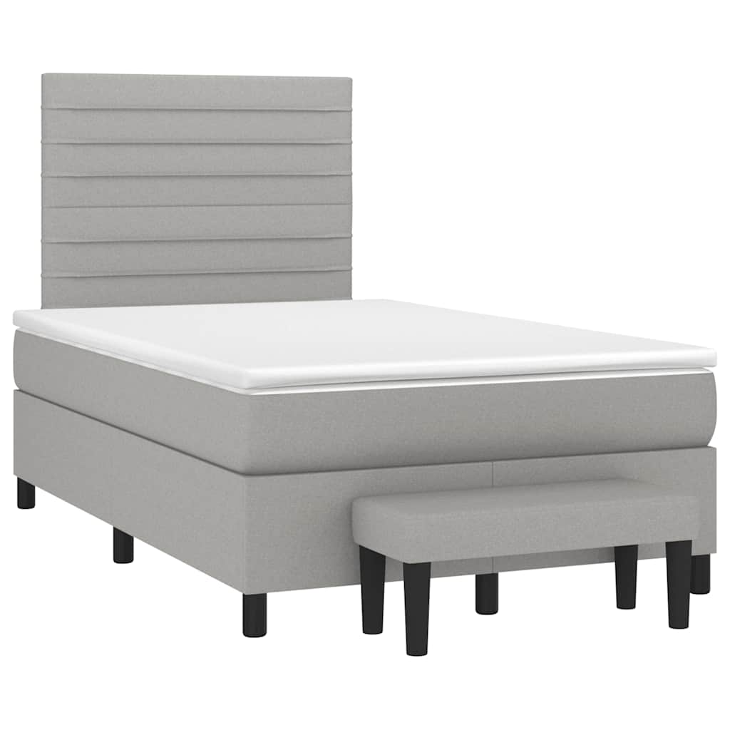 vidaXL Κρεβάτι Boxspring με Στρώμα Ανοιχτό Γκρι 120x190 εκ. Υφασμάτινο