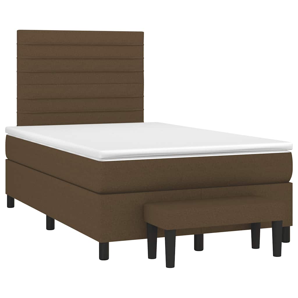 vidaXL Κρεβάτι Boxspring με Στρώμα Σκούρο Καφέ 120x190 εκ Υφασμάτινο