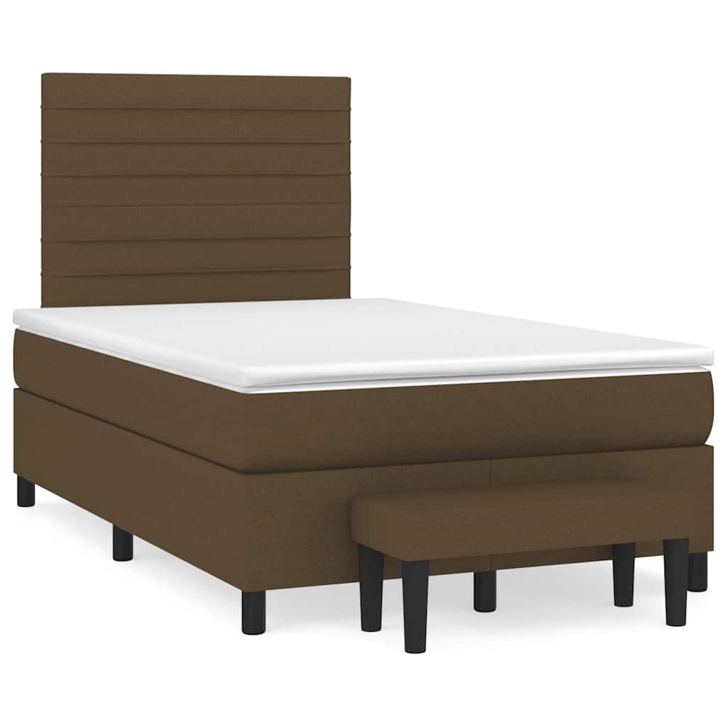 vidaXL Κρεβάτι Boxspring με Στρώμα Σκούρο Καφέ 120x190 εκ Υφασμάτινο