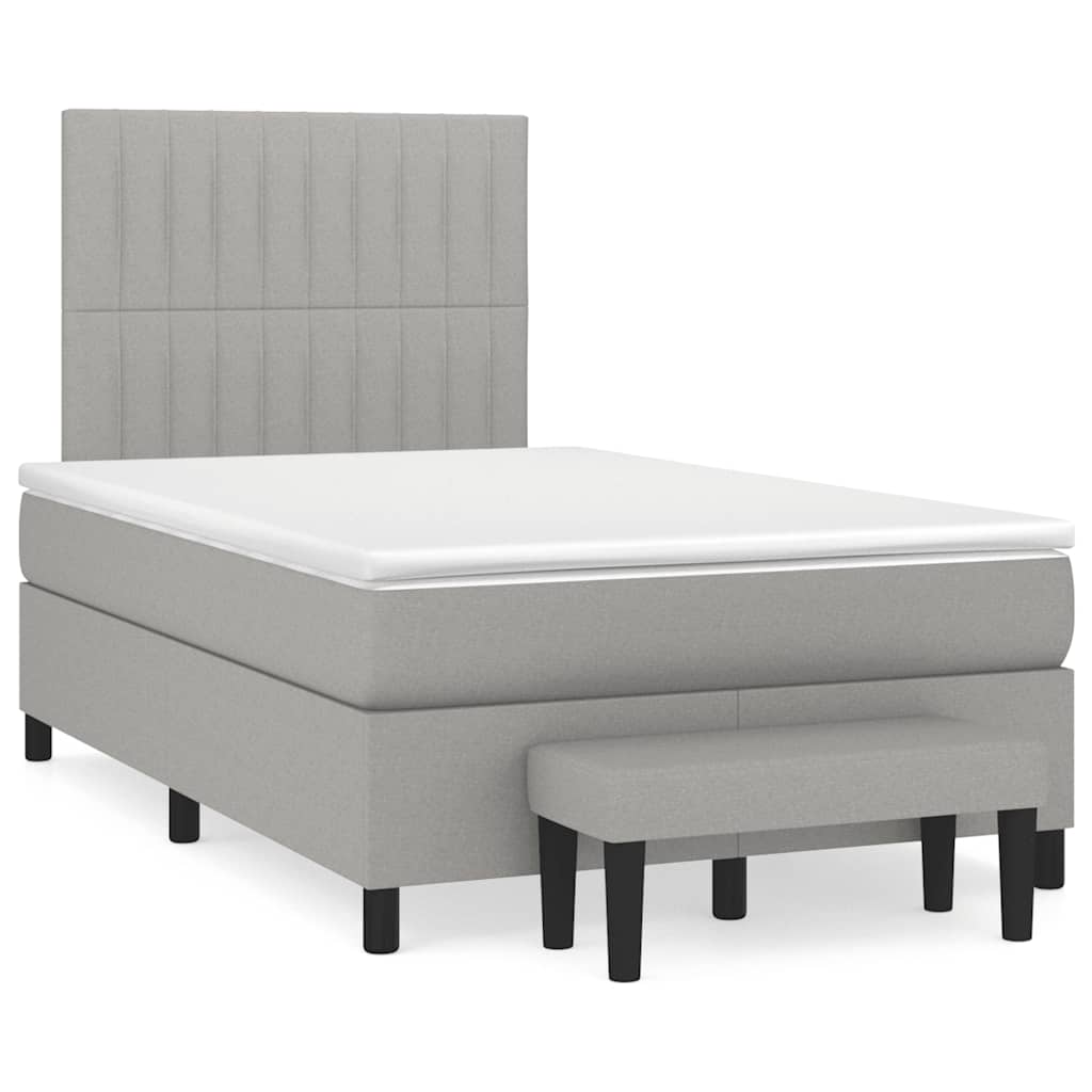 vidaXL Κρεβάτι Boxspring με Στρώμα Ανοιχτό Γκρι 120x190 εκ. Υφασμάτινο